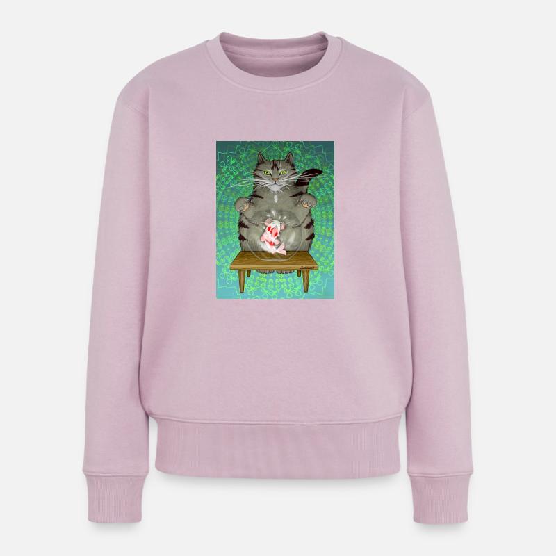Die Geschichte von der getigerten Katze und den Koi Vintage-Kunst - Frauen Premium Bio Pullover - Altrosa