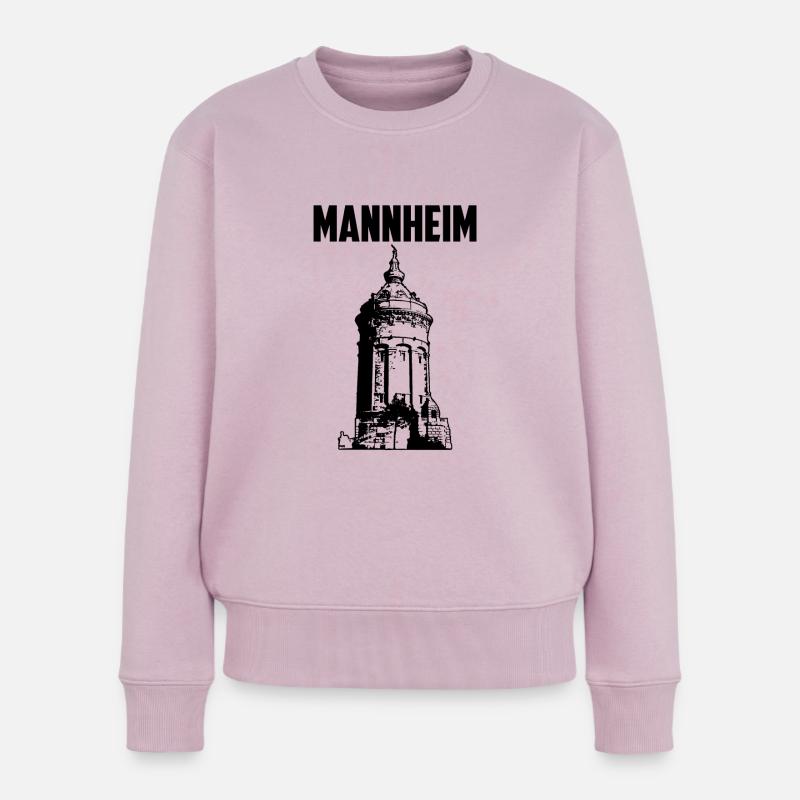 Mannheim Wasserturm Schwarz - Frauen Premium Bio Pullover - Altrosa
