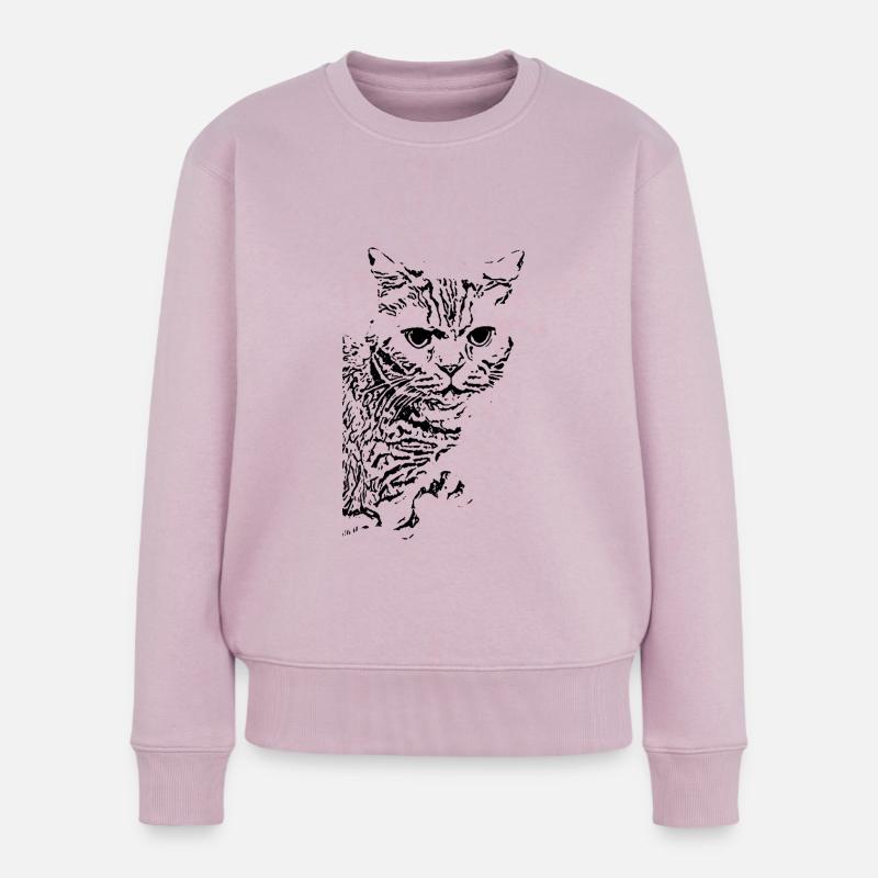 britisch Kurzhaar Katze Katze schwarz Katzen - Frauen Premium Bio Pullover - Altrosa