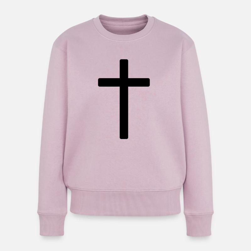 Kreuz - Frauen Premium Bio Pullover - Altrosa