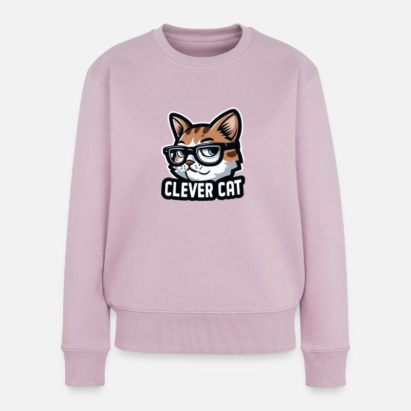 CLEVERE KATZE - Frauen Premium Bio Pullover - Altrosa