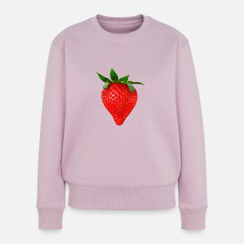 Strawberry Fruit Erdbeere Obst Frucht Früchte - Frauen Premium Bio Pullover - Altrosa