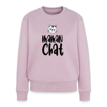 Maman chat. Maman d'un chat. - Pull Premium bio Femme - rose poudré - Devant - Julia (174cm)