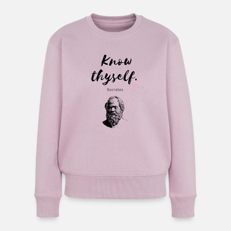 " Erkenne dich selbst " Sokrates - Frauen Premium Bio Pullover - Altrosa