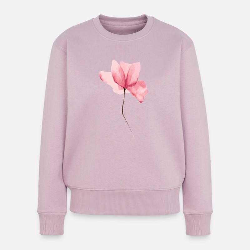 Rosa gemalte Blume - Frauen Premium Bio Pullover - Altrosa