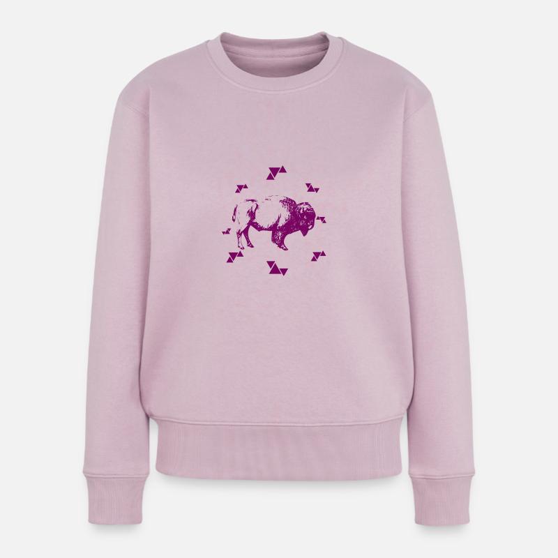 Bison - Büffel - Frauen Premium Bio Pullover - Altrosa