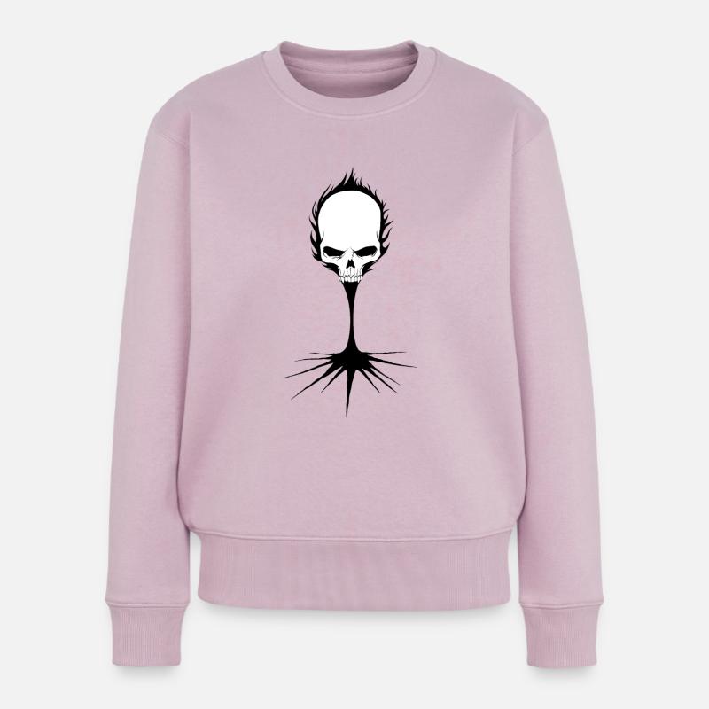Totenkopf schwarz n weiß - Frauen Premium Bio Pullover - Altrosa