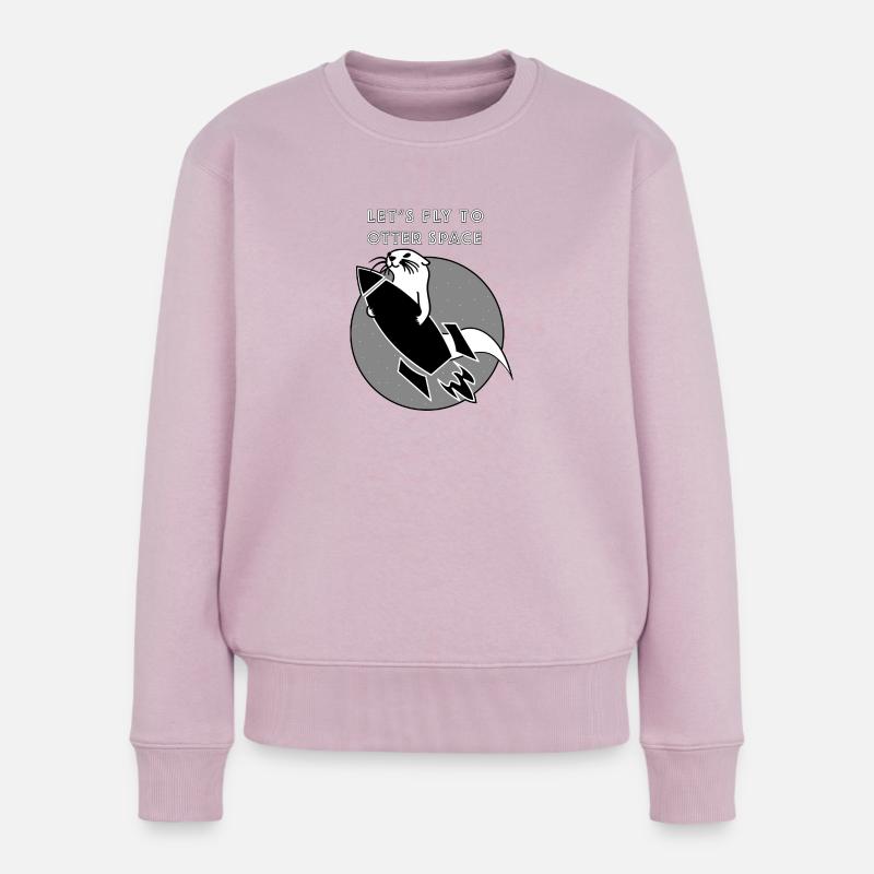 LET´S FLY TO OTTER SPACE - SCHWARZE RAKETE - Frauen Premium Bio Pullover - Altrosa