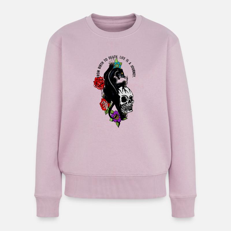 Kopf des Todes Panthere Schädel rosa Blume Zitat - Frauen Premium Bio Pullover - Altrosa