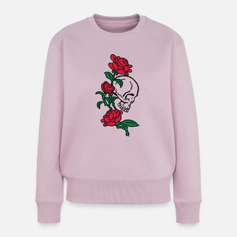 skull and roses es123 - Frauen Premium Bio Pullover - Altrosa