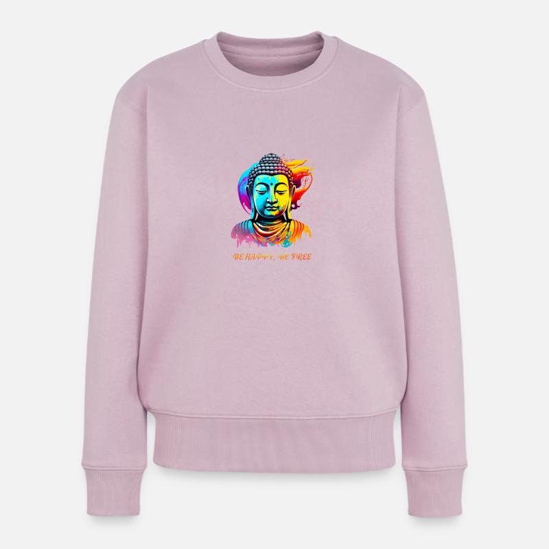 Buddha. Sei glücklich, sei frei - Frauen Premium Bio Pullover - Altrosa