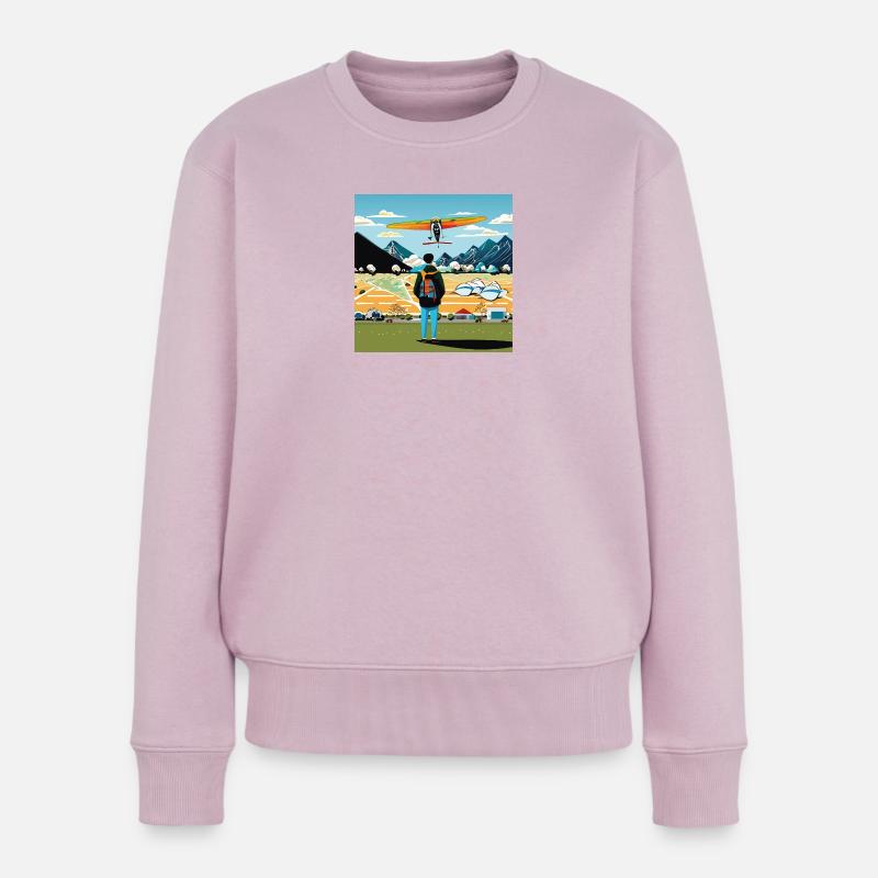 GuyWatchingPlanesVier - Frauen Premium Bio Pullover - Altrosa