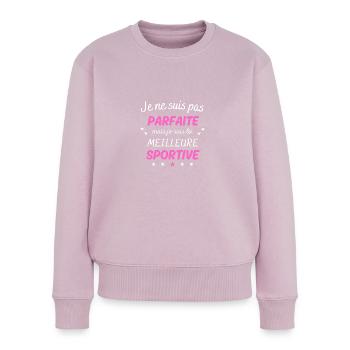 Je suis pas parfaite la meilleure sportive - Pull Premium bio Femme - rose poudré - Devant - Julia (174cm)
