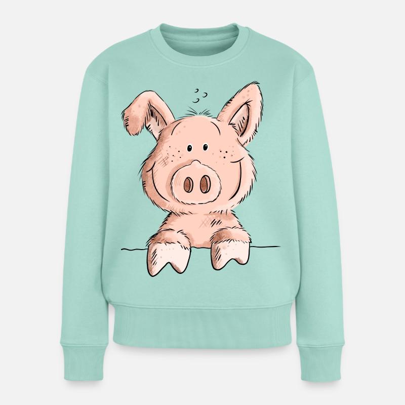 Cute Pig I Schwein Comic I Tiermotiv I Fun Ferkel - Frauen Premium Bio Pullover - Mint 