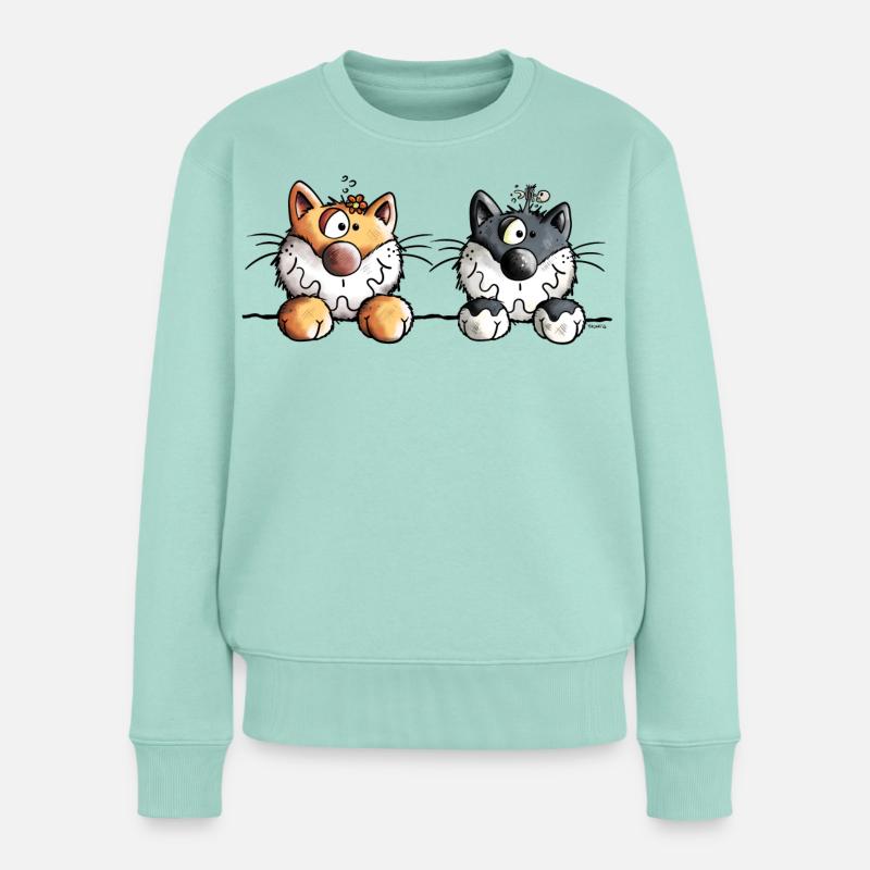 Deux chats - Pull Premium bio Femme - menthe 