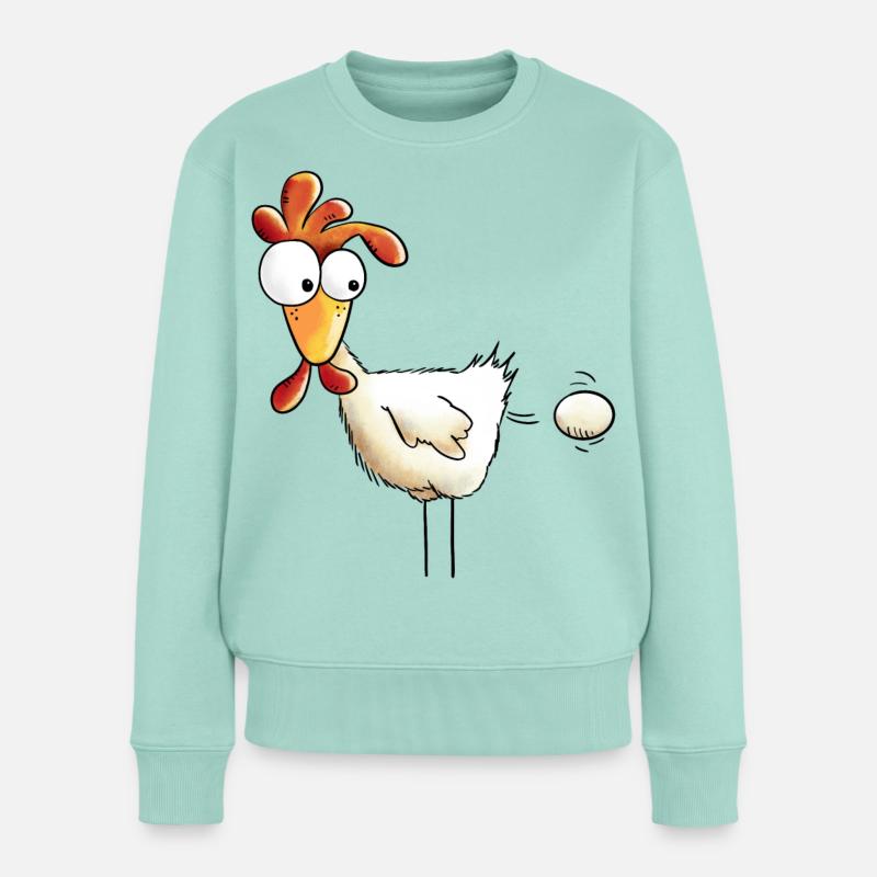 Huhn drückt ein Ei raus - Hahn - Gockel - Henne - Frauen Premium Bio Pullover - Mint 