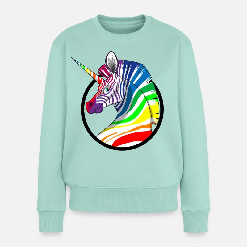 Regenbogen Einhorn Zebra - Frauen Premium Bio Pullover - Mint