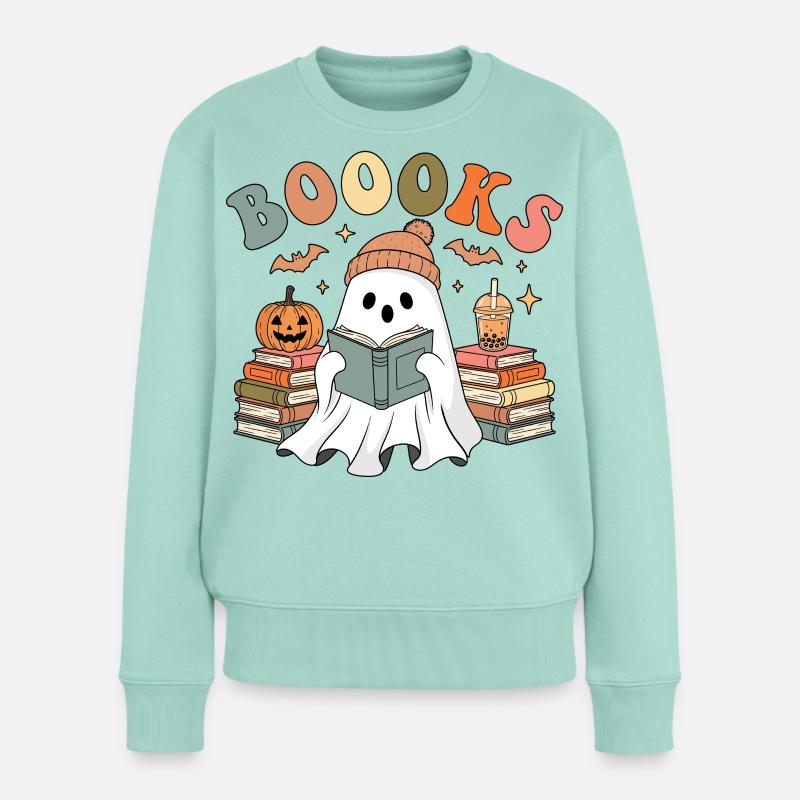 Lesender Geist Halloween - Frauen Premium Bio Pullover - Mint 