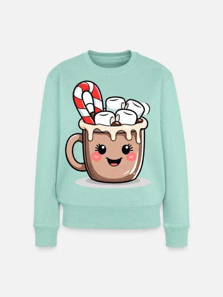 Kuschelig Kakaobecher mit Marshmallows - Frauen Premium Bio Pullover - Mint
