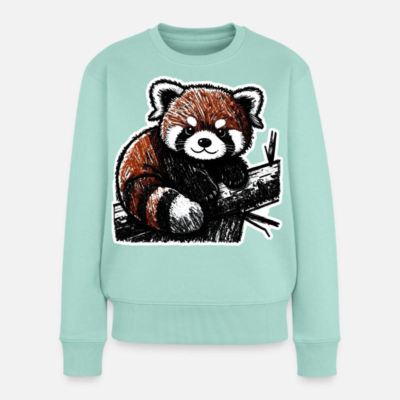 Niedlicher Roter Panda (Kohle/Buntstift) - Frauen Premium Bio Pullover - Mint 
