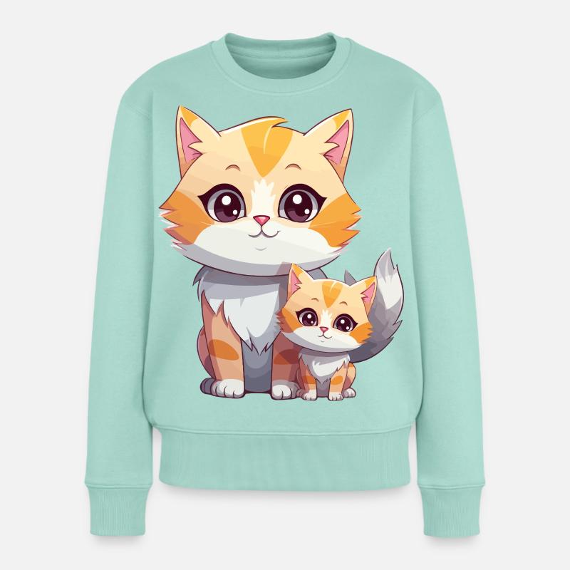 Kuschelkätzchen Duo Motiv - Frauen Premium Bio Pullover - Mint