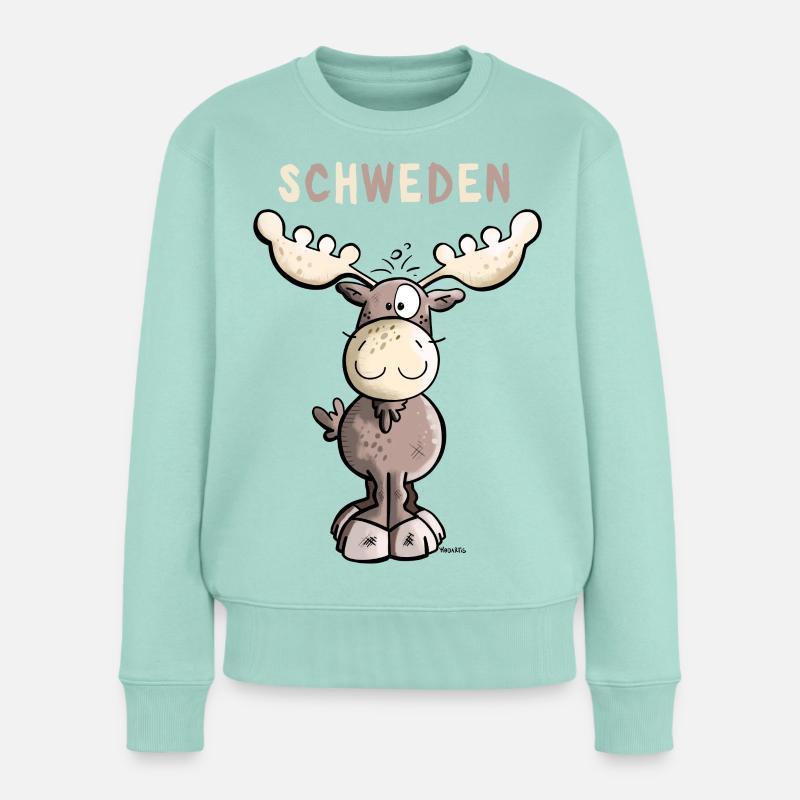 Elch aus Schweden - Frauen Premium Bio Pullover - Mint 