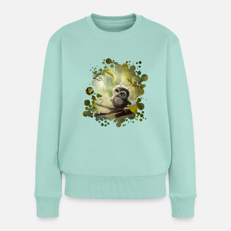 Kleine Eule - Frauen Premium Bio Pullover - Mint 