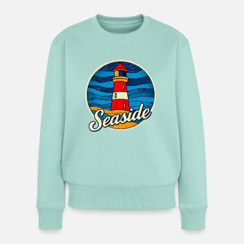 Leuchtturm Seaside Vintage - Frauen Premium Bio Pullover - Mint 