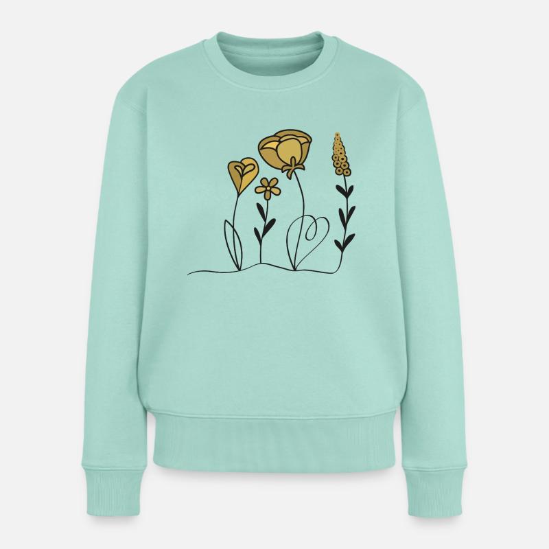 Fleurs de la ligne dorée – élégantes et intemporelles. Par ankh. - Pull Premium bio Femme - menthe 