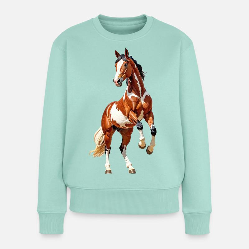 Pferd - Frauen Premium Bio Pullover - Mint 
