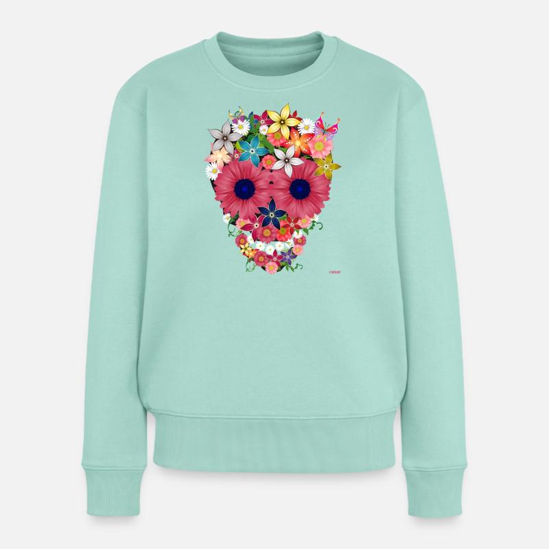 Skull flowers - Frauen Premium Bio Pullover - Mint 