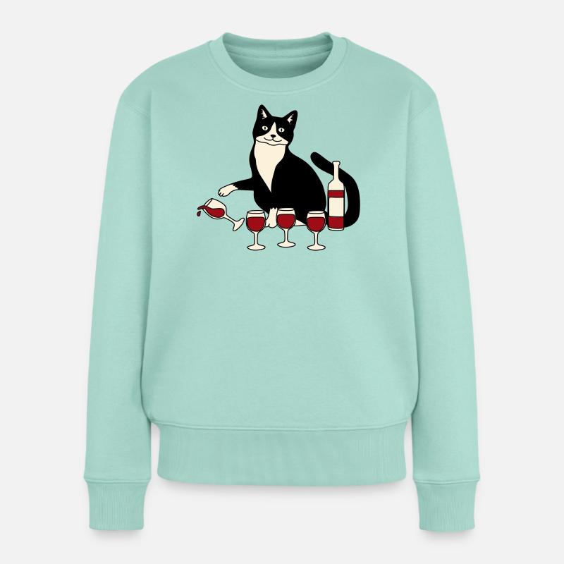 Verre à vin pour chat - Pull Premium bio Femme - menthe 