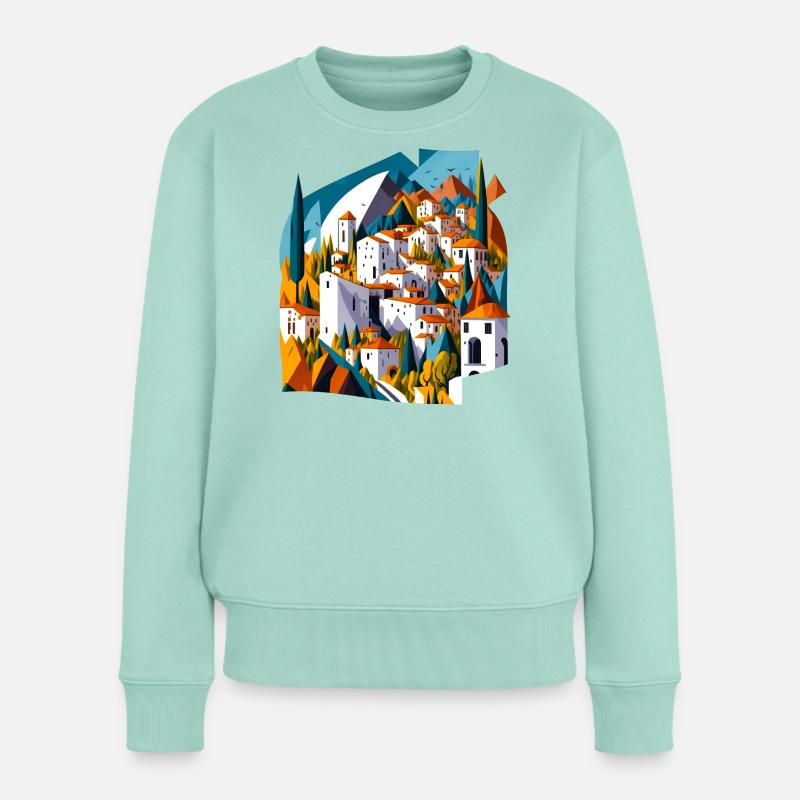 Mediterranes Bergdorf - Frauen Premium Bio Pullover - Mint 