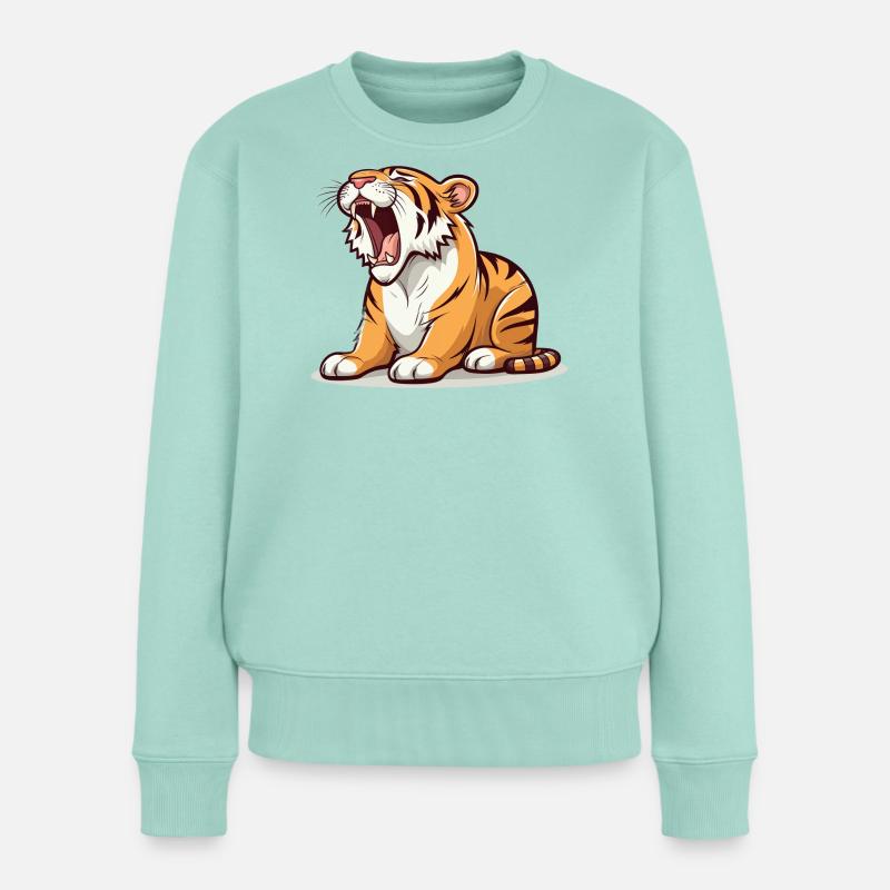 Müder Tiger - Frauen Premium Bio Pullover - Mint