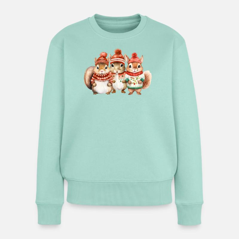 Trio d’écureuils d’hiver - Pull Premium bio Femme - menthe 