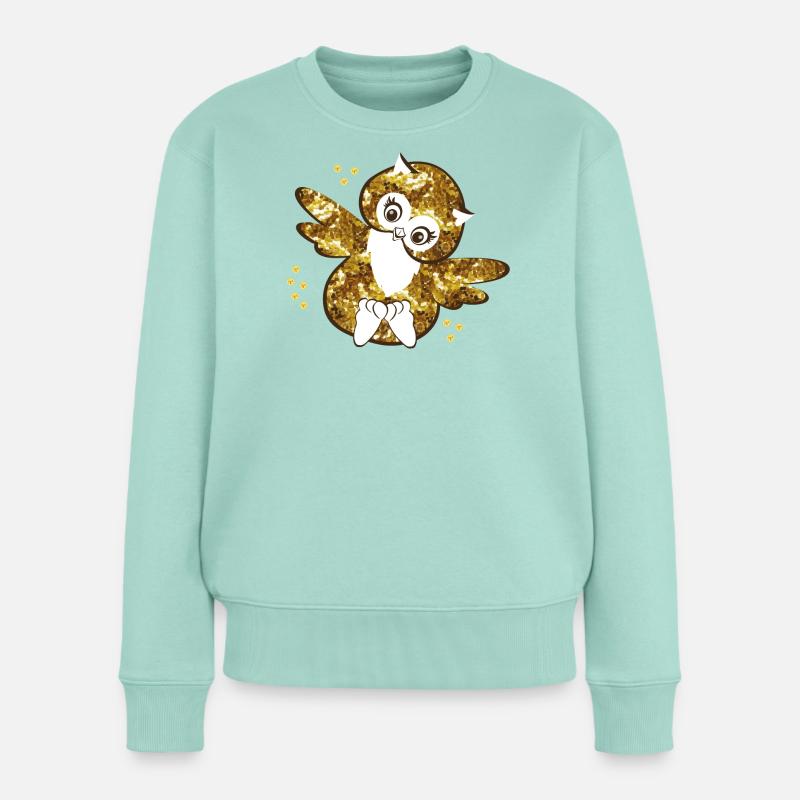 Funkelnde Eulenmädchen Illustration - Frauen Premium Bio Pullover - Mint 