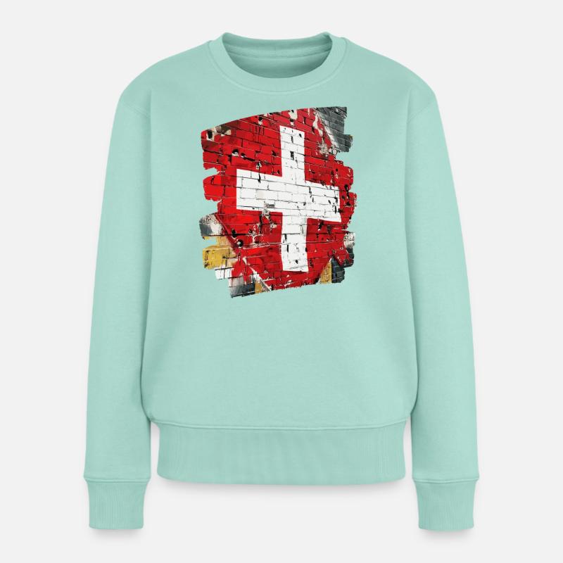 Schweizer Flagge Schweiz - Frauen Premium Bio Pullover - Mint 