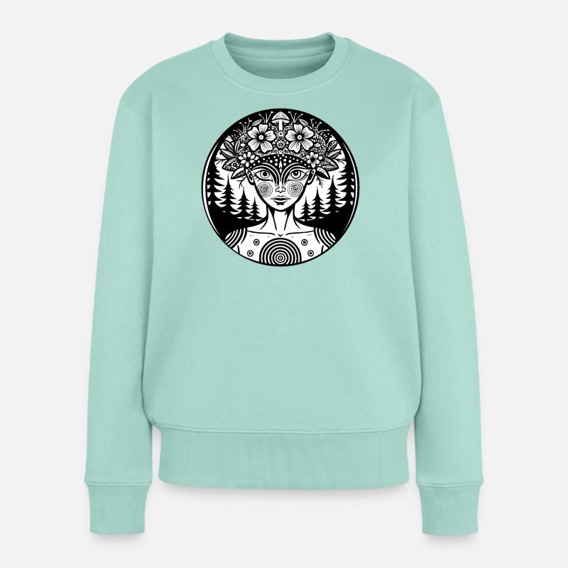 Mystischer Waldgeist Illustration - Frauen Premium Bio Pullover - Mint 