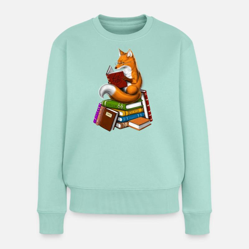 Fuchs liest ein Buch - Frauen Premium Bio Pullover - Mint 