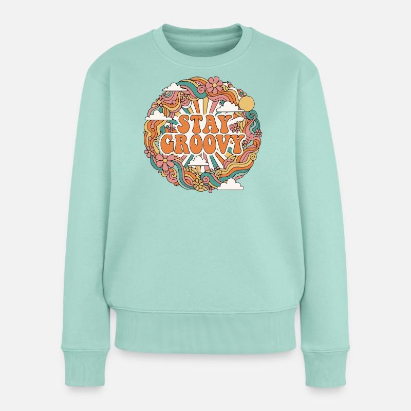 Psychedelisch Retro - Frauen Premium Bio Pullover - Mint 