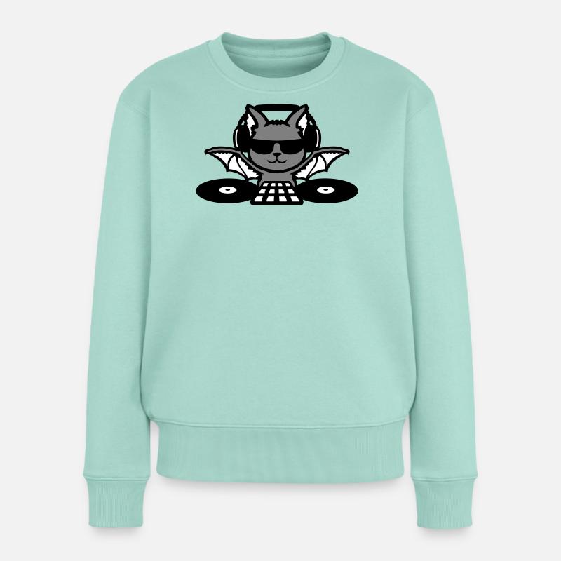 DJ Fledermaus Kopfhörer Mischpult Halloween Party - Frauen Premium Bio Pullover - Mint 