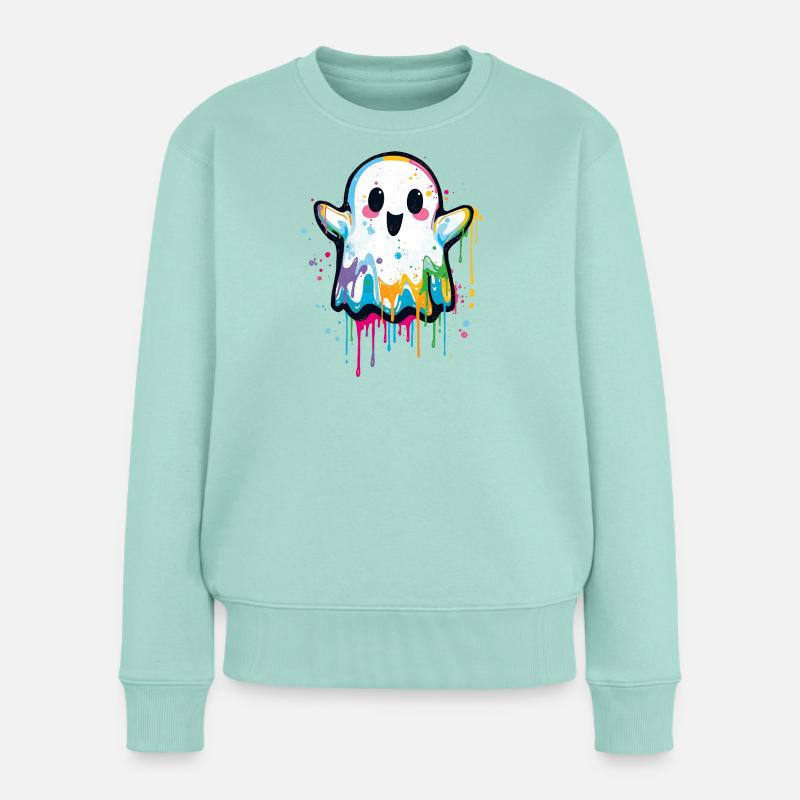 Bunter Graffiti Geist – Süß & Halloween Style - Frauen Premium Bio Pullover - Mint 