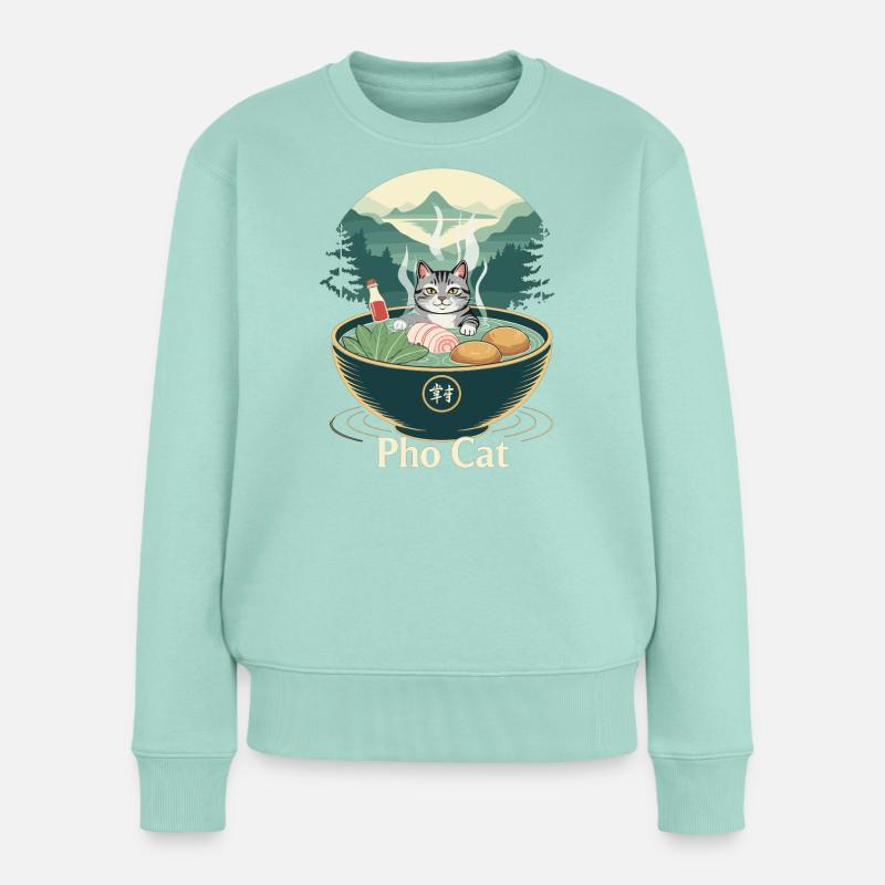 Pho Cat im Ramenbecher - Frauen Premium Bio Pullover - Mint 