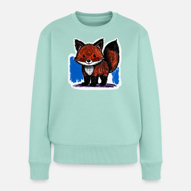 Kleiner Fuchs (Buntstiftzeichnung) - Frauen Premium Bio Pullover - Mint 