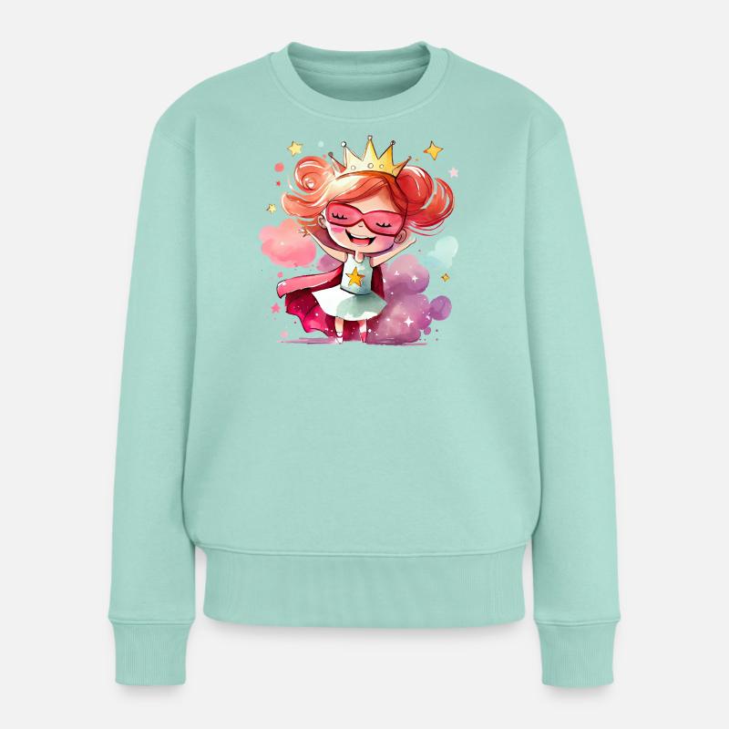 Superhéroïne Princesse - Fille Courageuse - Pull Premium bio Femme - menthe 