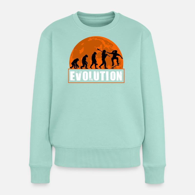 Évolution de l’art des silhouettes skateurs en skateboard - Pull Premium bio Femme - menthe