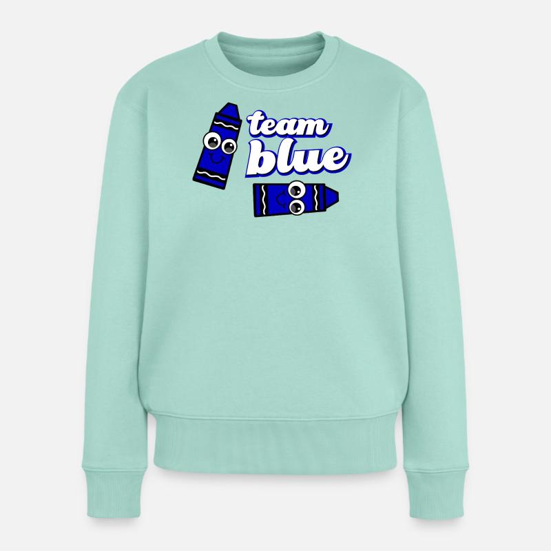 Lustiges Crayon Blue Team - Frauen Premium Bio Pullover - Mint 