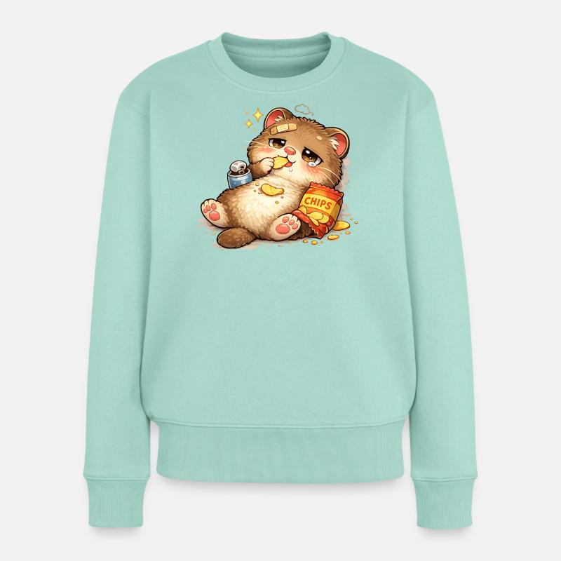 Keksliebende Katze - Frauen Premium Bio Pullover - Mint 