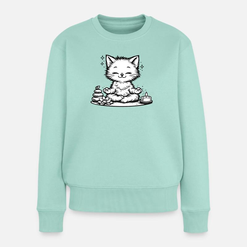 Zen-Kätzchen  - Frauen Premium Bio Pullover - Mint 