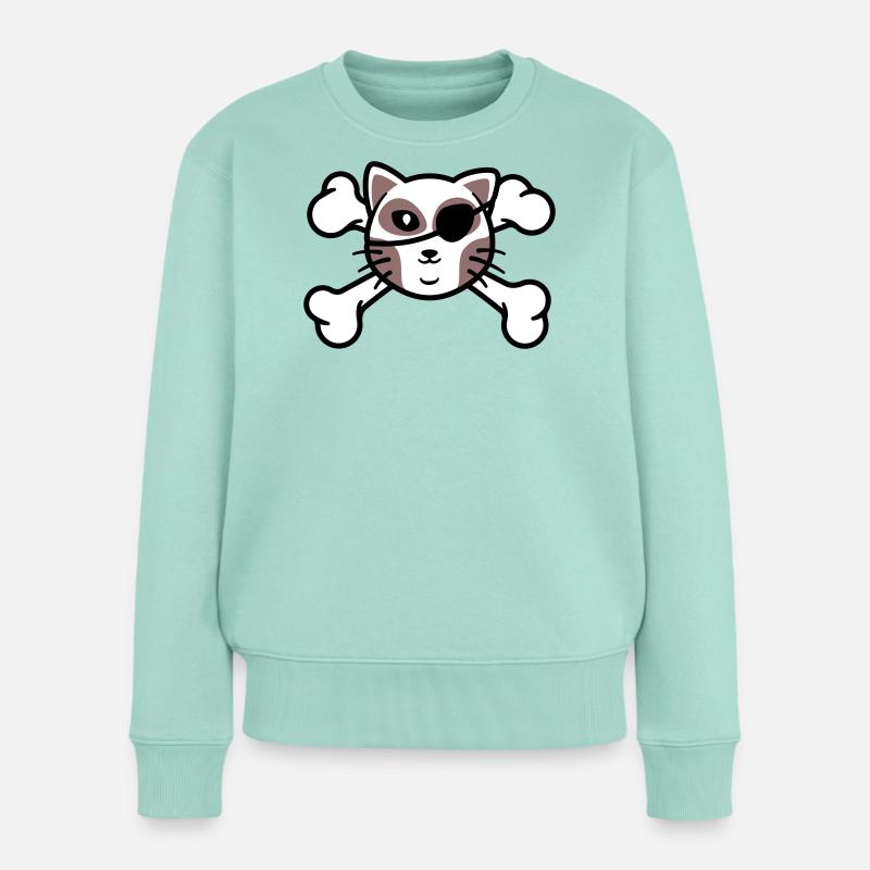 Patch de Crâne de chaton pirate - Pull Premium bio Femme - menthe 